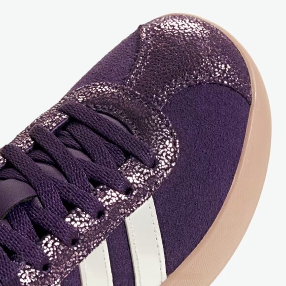 Adidas "VL COURT 3.0" Kids Sneakers- Aurora Plum/ZeroMetallic/Pink Gum- Size 4 - Picture 9 of 13